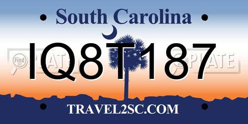 IQ8T187 South Carolina License Plate