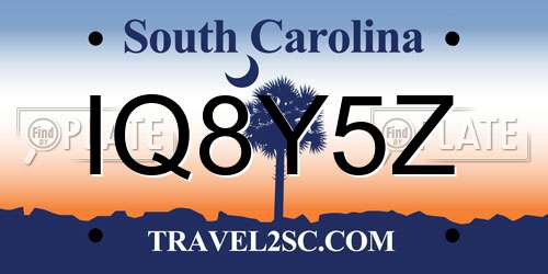 IQ8Y5Z South Carolina License Plate