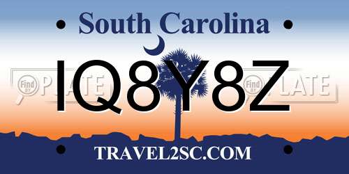 IQ8Y8Z South Carolina License Plate
