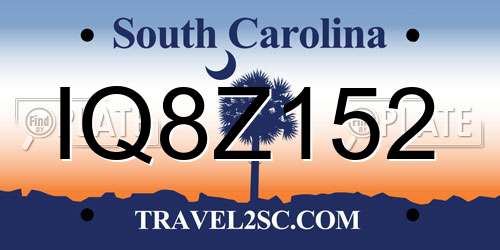IQ8Z152 South Carolina License Plate