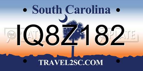 IQ8Z182 South Carolina License Plate