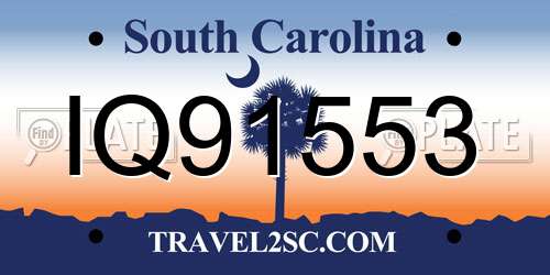 IQ91553 South Carolina License Plate