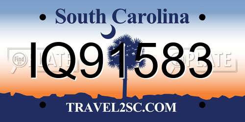 IQ91583 South Carolina License Plate