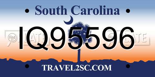 IQ95596 South Carolina License Plate