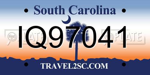 IQ97041 South Carolina License Plate