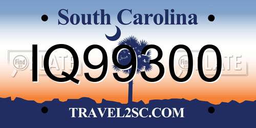 IQ99300 South Carolina License Plate