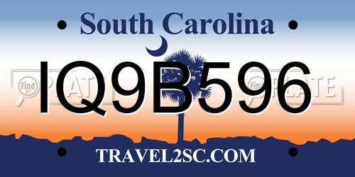 IQ9B596 South Carolina License Plate