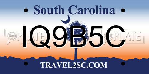 IQ9B5C South Carolina License Plate