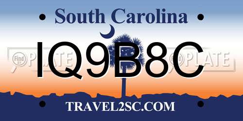 IQ9B8C South Carolina License Plate