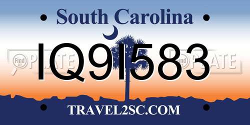 IQ9I583 South Carolina License Plate