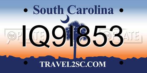 IQ9I853 South Carolina License Plate