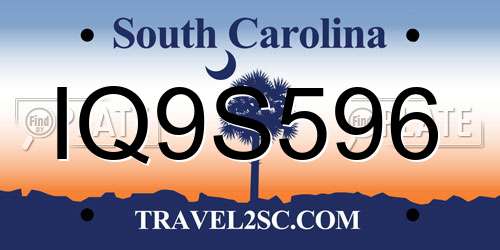 IQ9S596 South Carolina License Plate
