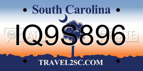 IQ9S896 South Carolina License Plate