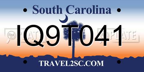 IQ9T041 South Carolina License Plate