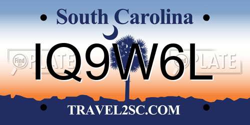 IQ9W6L South Carolina License Plate