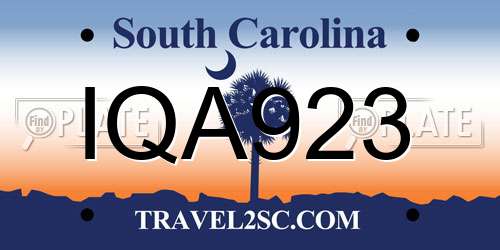 IQA923 South Carolina License Plate