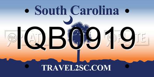 IQB0919 South Carolina License Plate