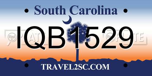 IQB1529 South Carolina License Plate