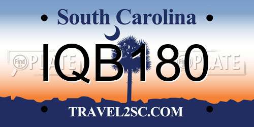 IQB180 South Carolina License Plate