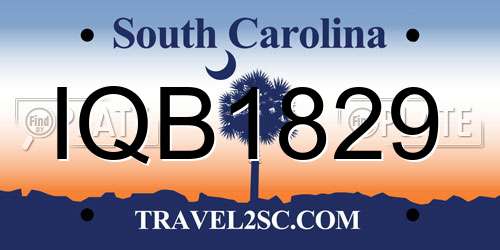 IQB1829 South Carolina License Plate
