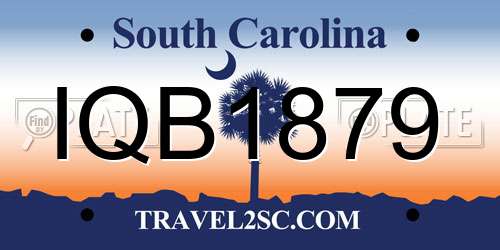 IQB1879 South Carolina License Plate