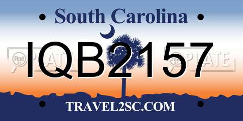 IQB2157 South Carolina License Plate