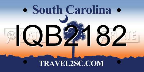 IQB2182 South Carolina License Plate
