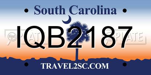 IQB2187 South Carolina License Plate