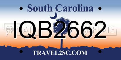 IQB2662 South Carolina License Plate