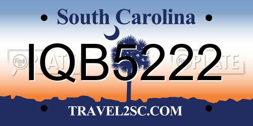 IQB5222 South Carolina License Plate