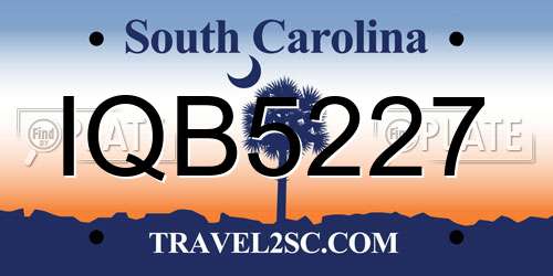 IQB5227 South Carolina License Plate