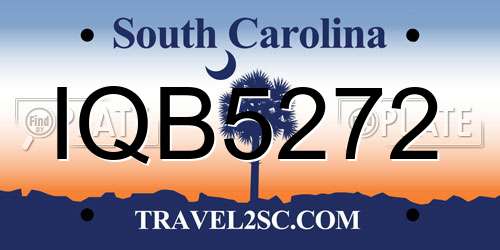 IQB5272 South Carolina License Plate