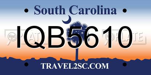 IQB5610 South Carolina License Plate