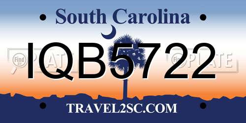 IQB5722 South Carolina License Plate