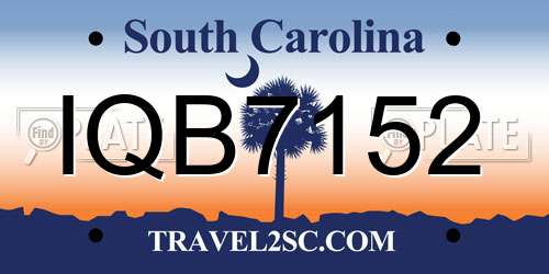 IQB7152 South Carolina License Plate