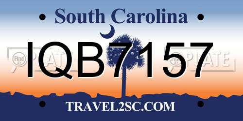 IQB7157 South Carolina License Plate