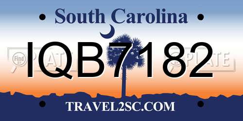 IQB7182 South Carolina License Plate