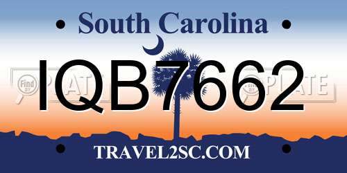 IQB7662 South Carolina License Plate