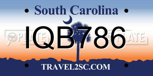 IQB786 South Carolina License Plate
