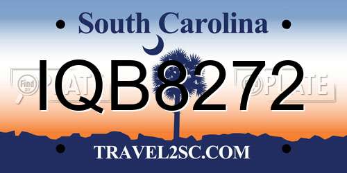 IQB8272 South Carolina License Plate