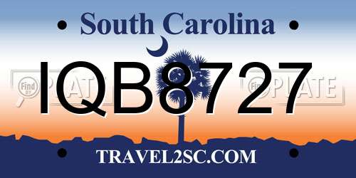 IQB8727 South Carolina License Plate