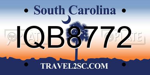 IQB8772 South Carolina License Plate