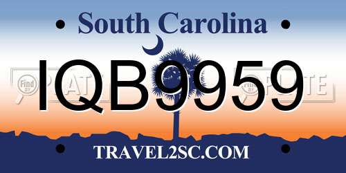 IQB9959 South Carolina License Plate
