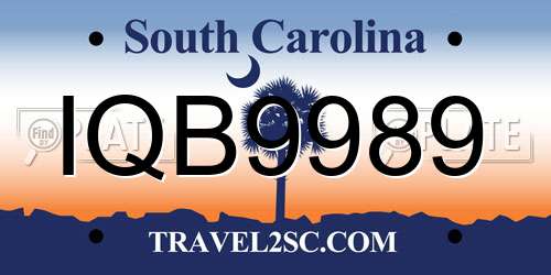 IQB9989 South Carolina License Plate