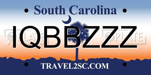 IQBBZZZ South Carolina License Plate