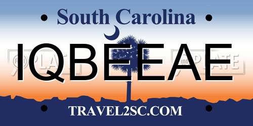 IQBEEAE South Carolina License Plate