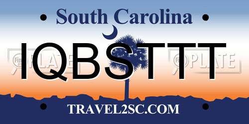 IQBSTTT South Carolina License Plate