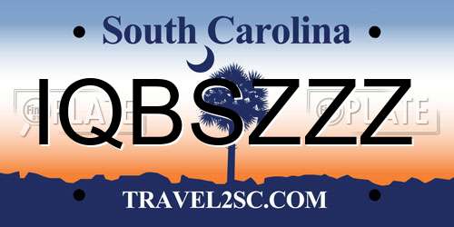 IQBSZZZ South Carolina License Plate