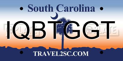 IQBTGGT South Carolina License Plate