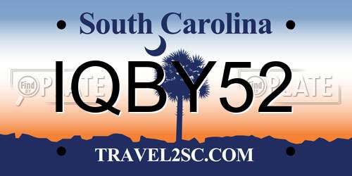 IQBY52 South Carolina License Plate